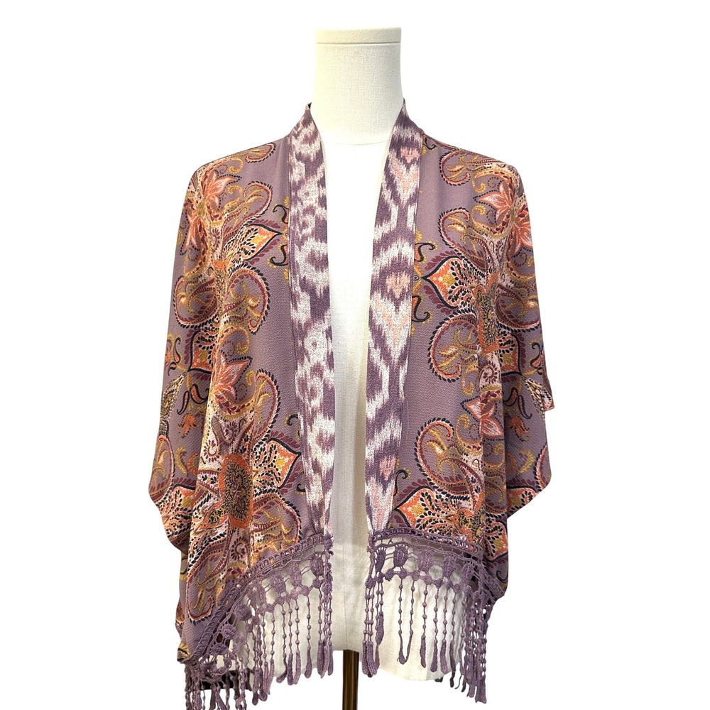 Mason‎ & Belle Purple Paisley Kimono Shawl Wrap with Tassel Fringe Boho Fairy